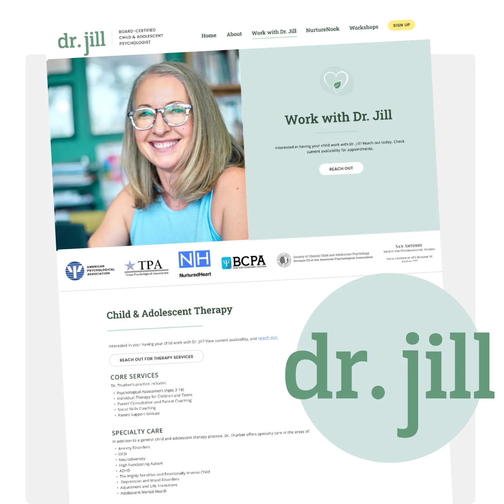 Healthcare Branding & Therapy Website Design & for Dr. Jill Thurber