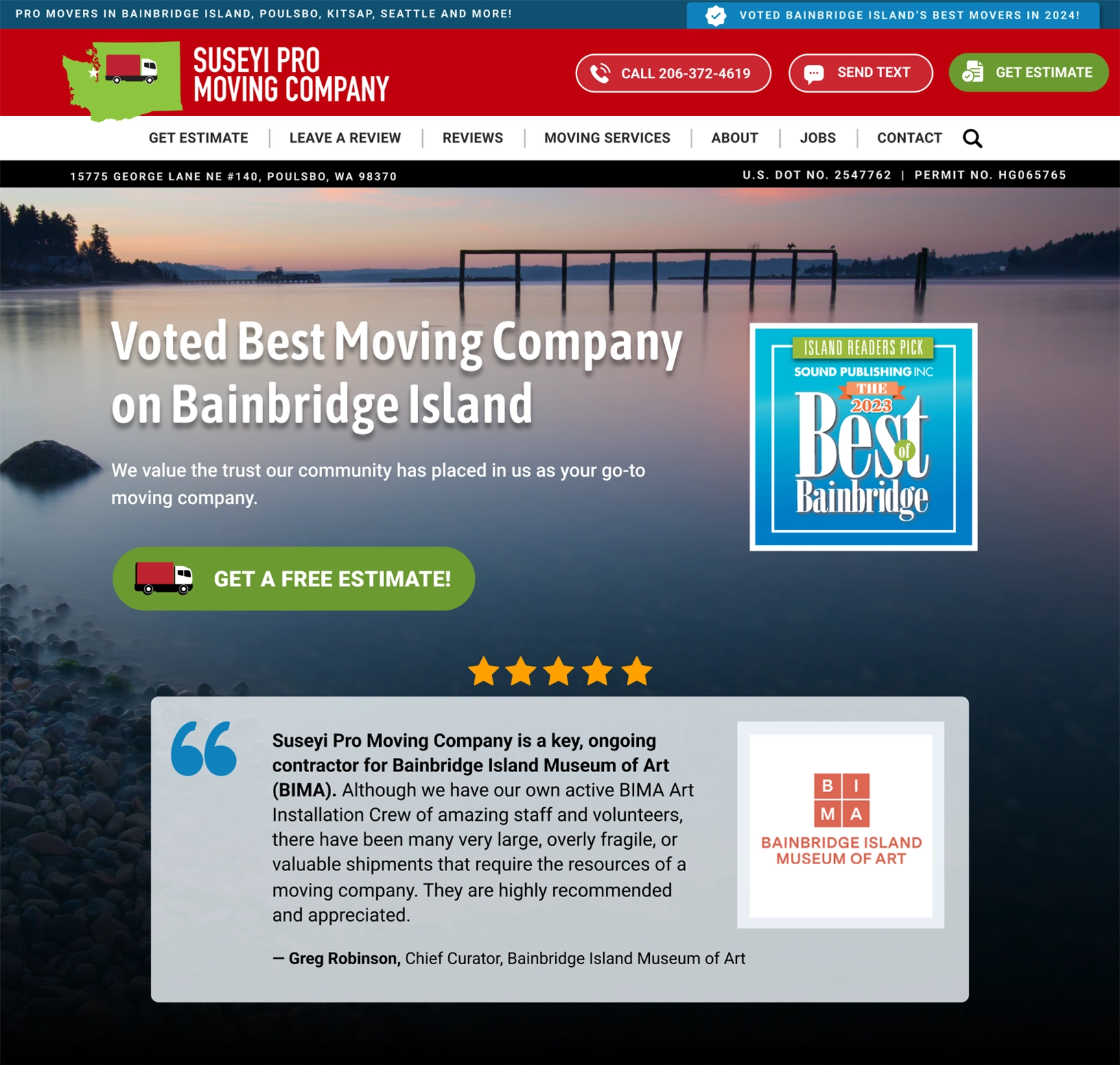 Screenshot of Suseyi Pro Movers home page