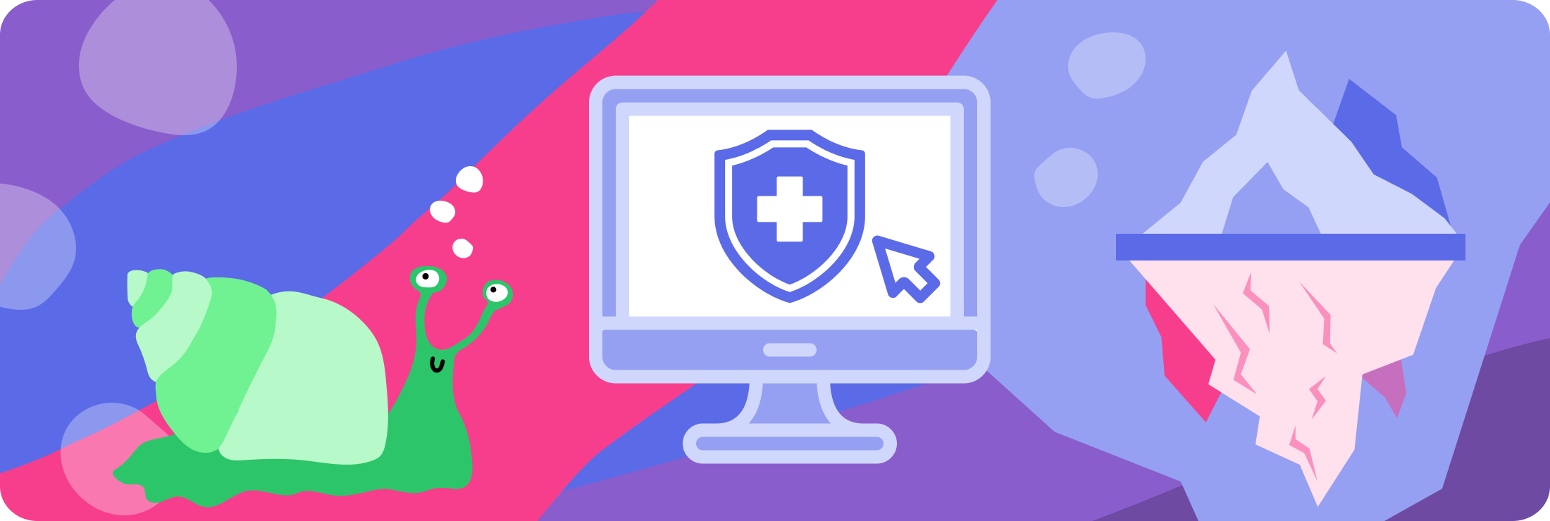 Healthcare website with a green snail and an emotional iceberg