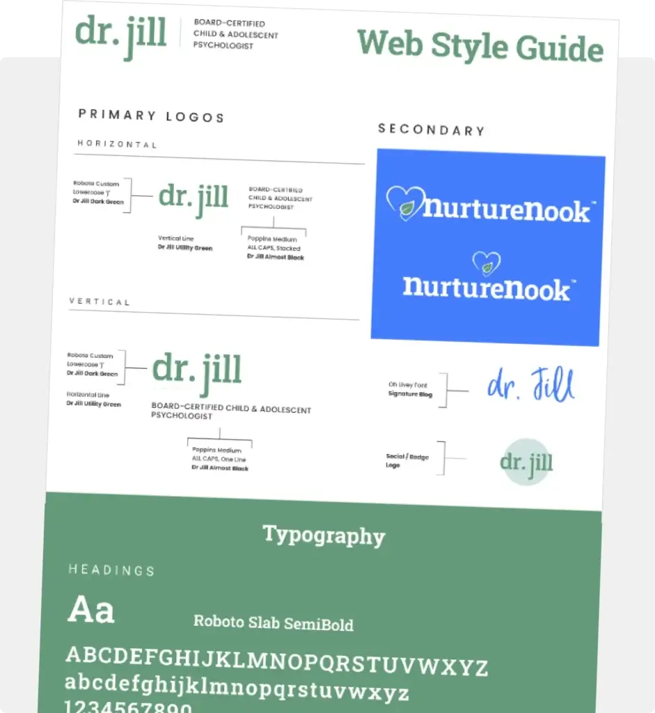 Dr. Jill Thurber's Healthcare Brand Strategy & Identity for her website and social media marketing