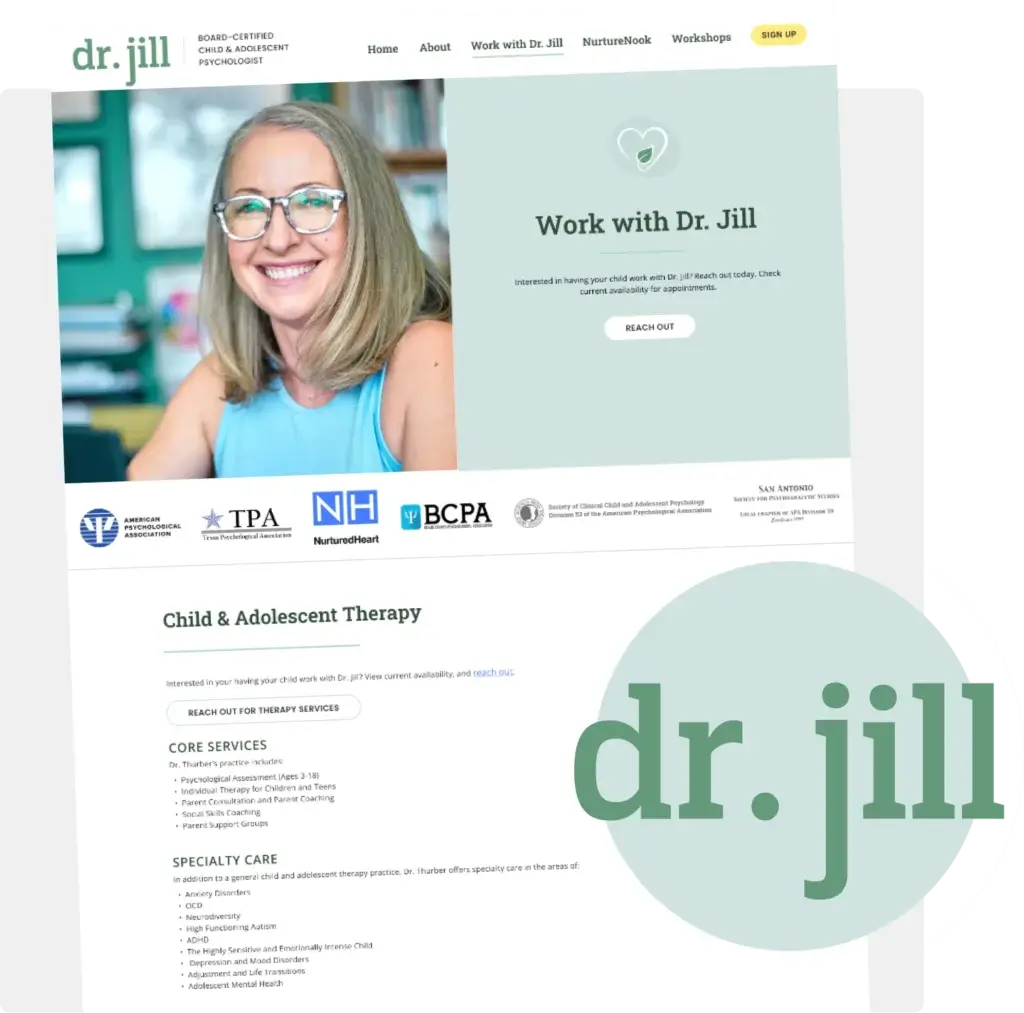 Dr. Jill Thurber Custom Therapy Website Design by Dooley Design Group