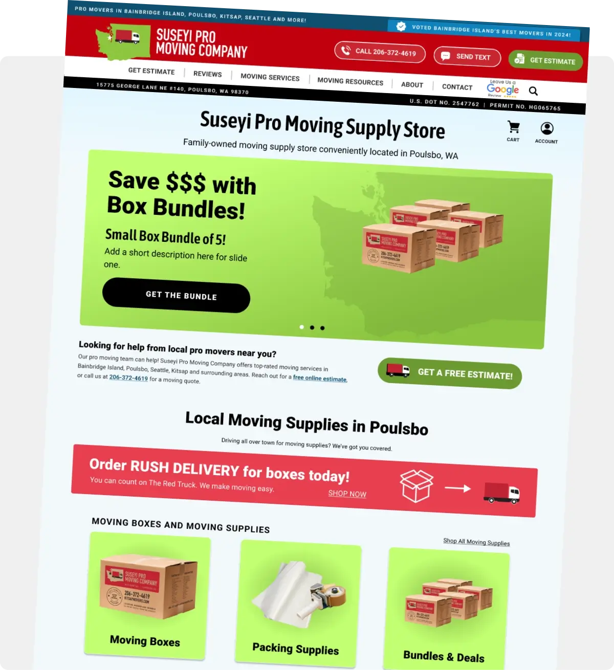 Suseyi Pro Moving Company Ecommerce store selling moving supplies and boxes