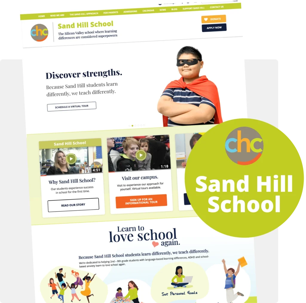 Responsive website design for Sand Hill School, Palo Alto, CA