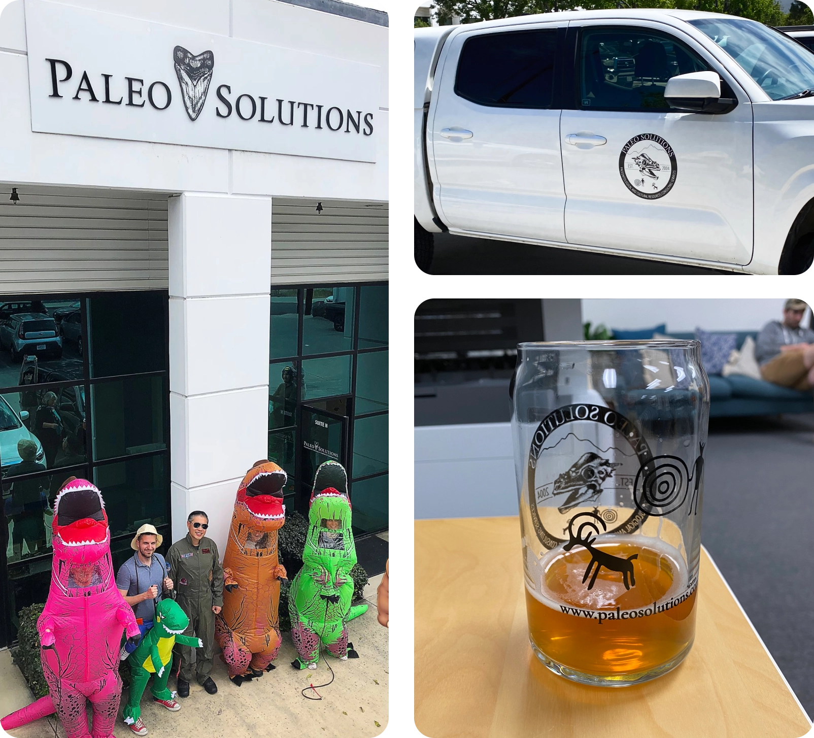 Assortment of images of the new Paleo Solutions logo in use